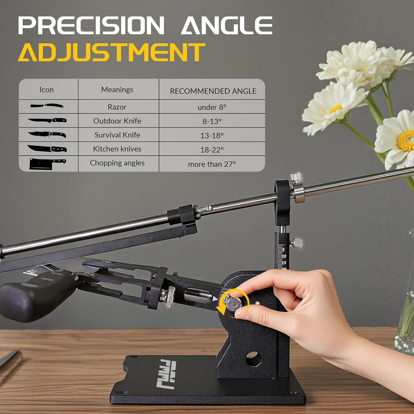 Adjustable Knife Sharpening Kit - Diamond Stones from Repair (320) to Polish (2000) for Dull Blades | Angle Guide for Chef, Hunting, Pocket Knives