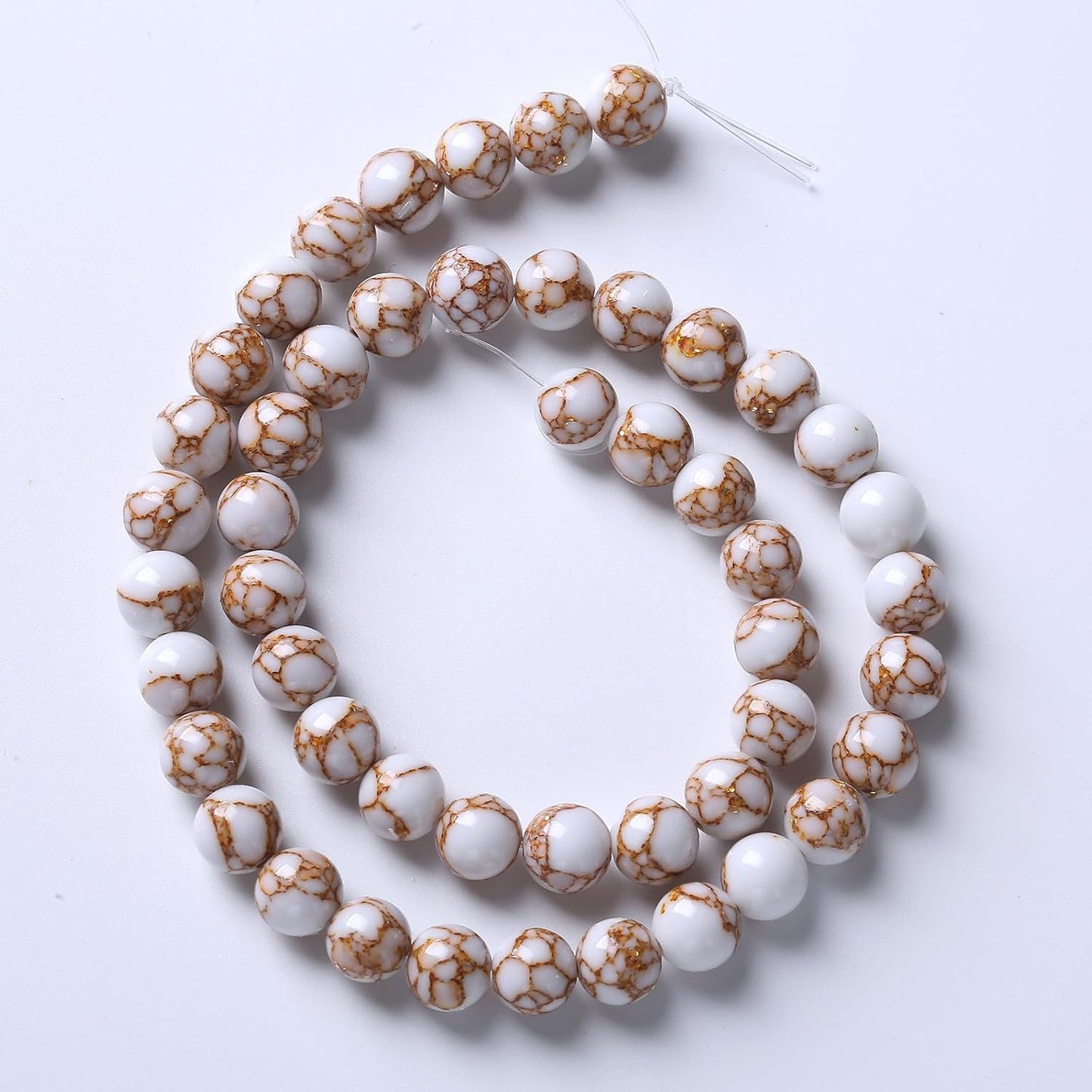 90pcs 4mm White Howlite Spun Gold Stone Beads for Jewelry Making Natural Stone Energy Healing Beads DIY Bracelet Necklace 15" (4mm, White Howlite Spun Gold Stone)