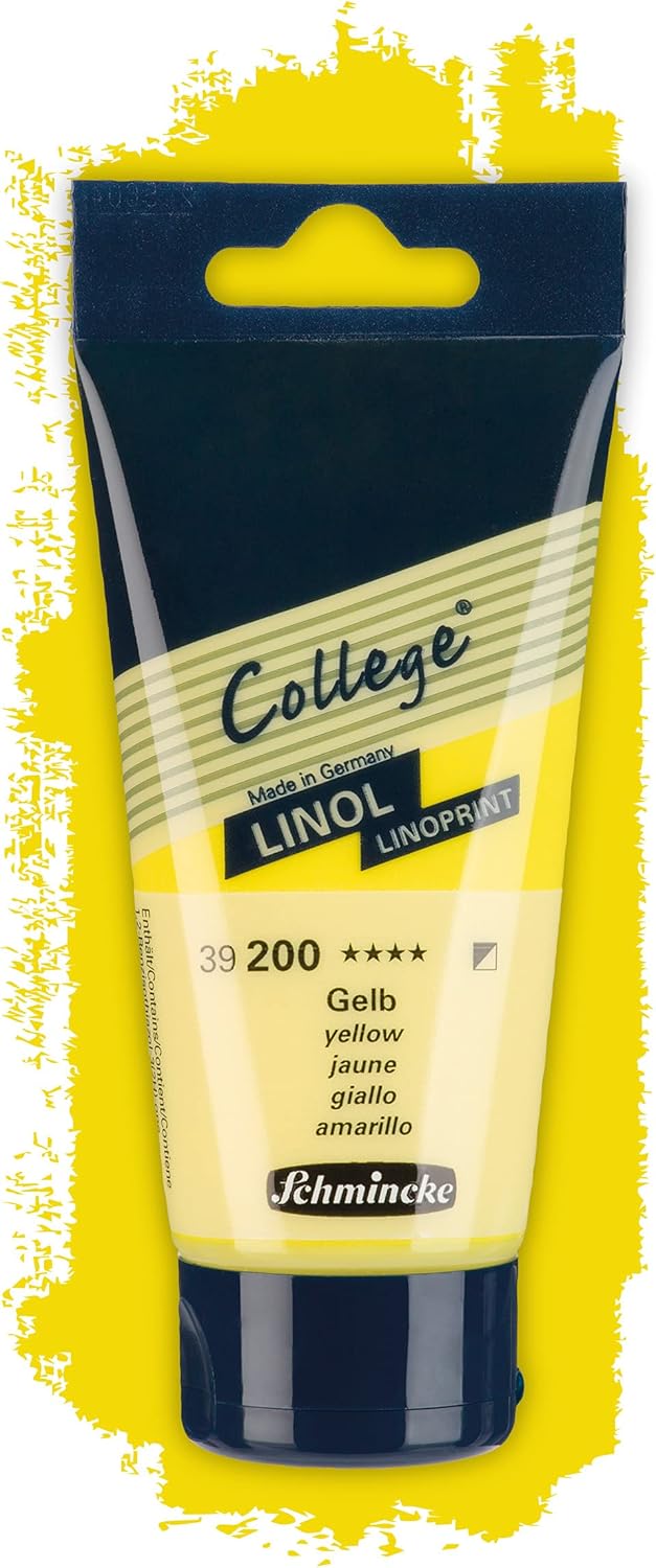Schmincke - College Linol, Artists' lino Printing Inks, Yellow in 75 ml Tube, 39200013, Low-Odour Water-Based lino Printing Ink, lightfast, Even Print