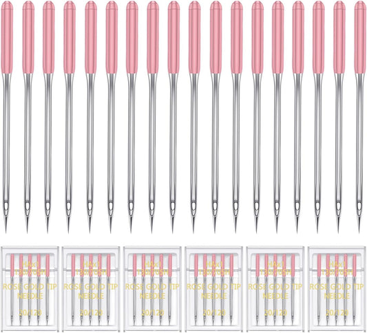 HONEYSEW 30 Pieces Sewing Machine Needles HAX1 130/705H Universal Regular Point Flat Shank Sewing Needle Compatible with Singer, Brother,Janome,Pfaff and Other Brand (Rose Gold Size 20-30PCS)