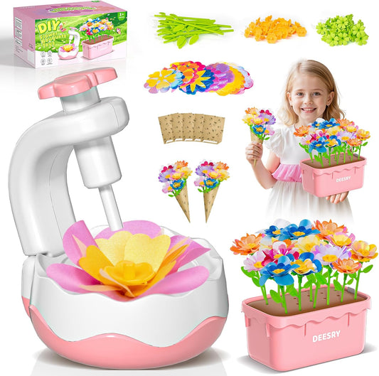 Deesry Fabric Flower Bouquets Toys, Storable Flower Making Kit for Kids, DIY Arts and Crafts for Kid, DIY Creative Flowers Craft Kits Toys for Kids, Birthday Gifts for 3 4 5 6 7 8 Year Old Girls