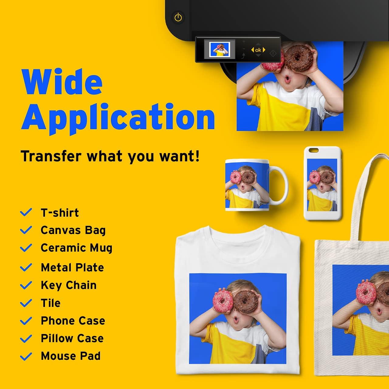 Printers Jack Sublimation Paper - 8.5 x 11 Inches, 100 Sheets 120gsm for Any Epson Sawgrass Inkjet Printer with Sublimation Ink, Heat Transfer Sublimation Paper for T-shirt, Mugs, Light Fabric