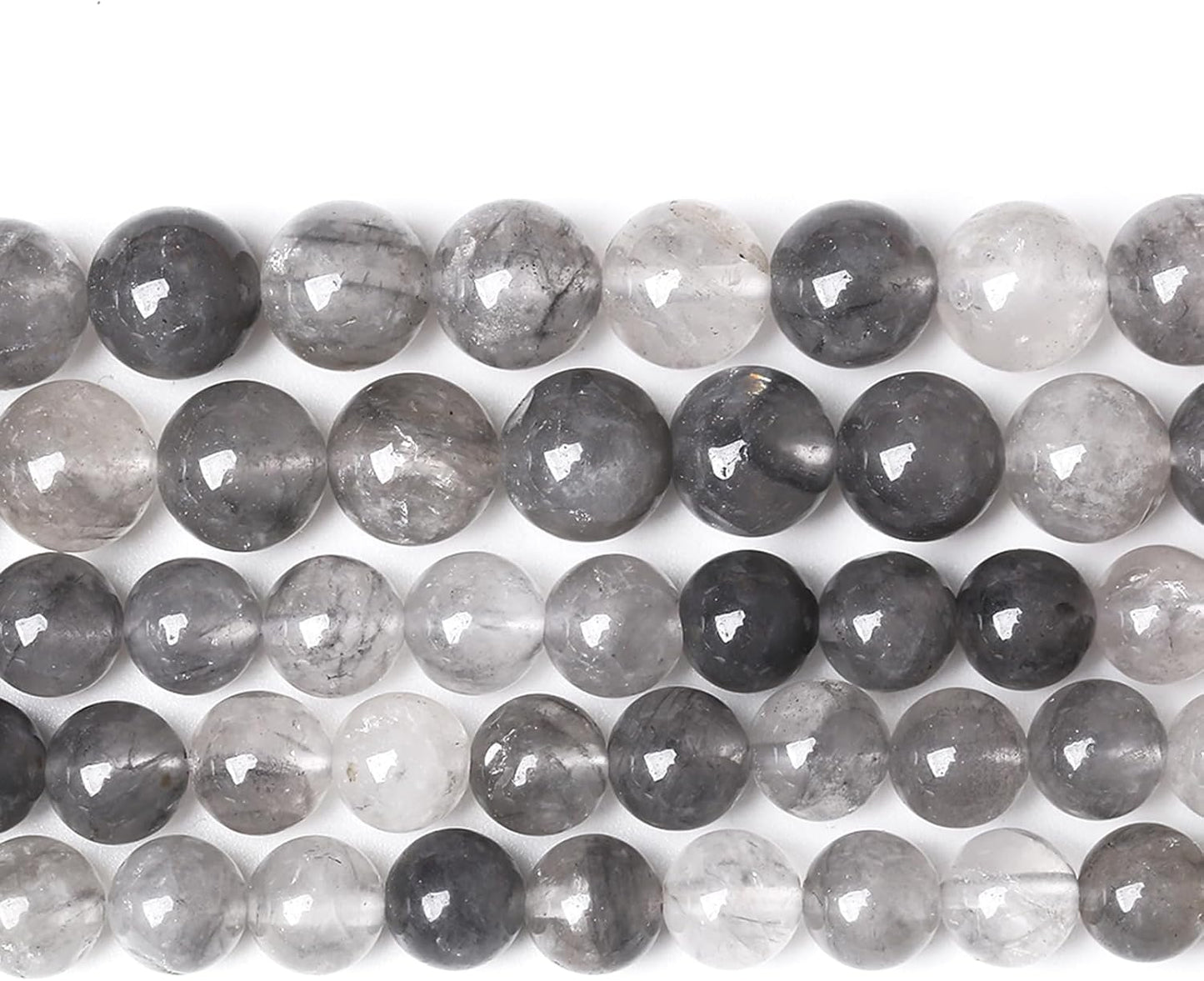 32pcs 12mm Natural Grey Cloud Crystal Stone Beads for Jewelry Making Energy Healing Power Stone Beads DIY Bracelet Necklace Accessories 15" (12mm, Grey Cloud Crystal)