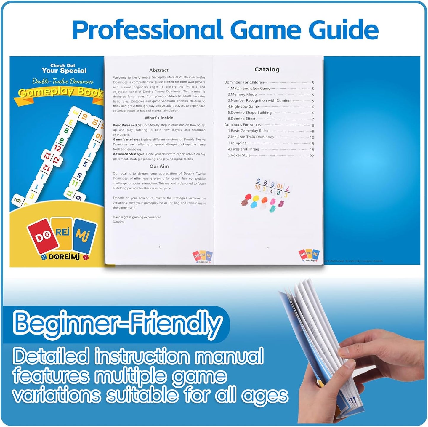 Travel Protable Mexican Train Dominoes Set Numbers Double 12 Dominoes Set with 91 Colored Tiles Number Domino Set for Kids, Adults Family Board Team Games