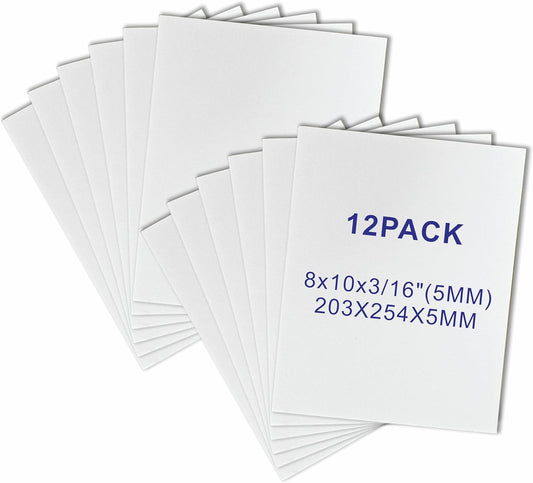 12 Pack Foam Core Board, ZJCEASER 8 x 10 White Poster Board, 3/16" Thickness Sign Board Craft Foam Sheet for Signboards, School Projects, University Displays, College Events, Arts & Crafts, Framing