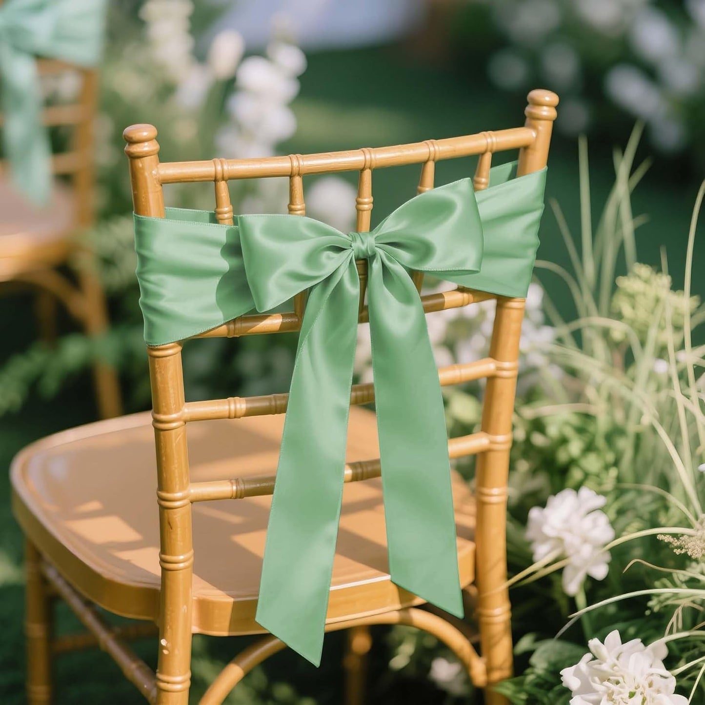 LaRibbons Sage Green Satin Ribbon 3 Inch 10 Yards Double Faced Luxury Light Green Silk Ribbon for Gift Wrapping Flower Bouquets Bow Christmas Wedding Party Decoration