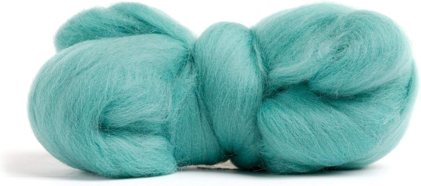 Desert Breeze Distributing 100% Natural Merino Wool Roving - Premium Combed Top Merino Roving Wool - Tapestry, Spinning, Wet Felting & Needle Felting Supplies - 21.5 Micron - 1oz Color Turquoise Green