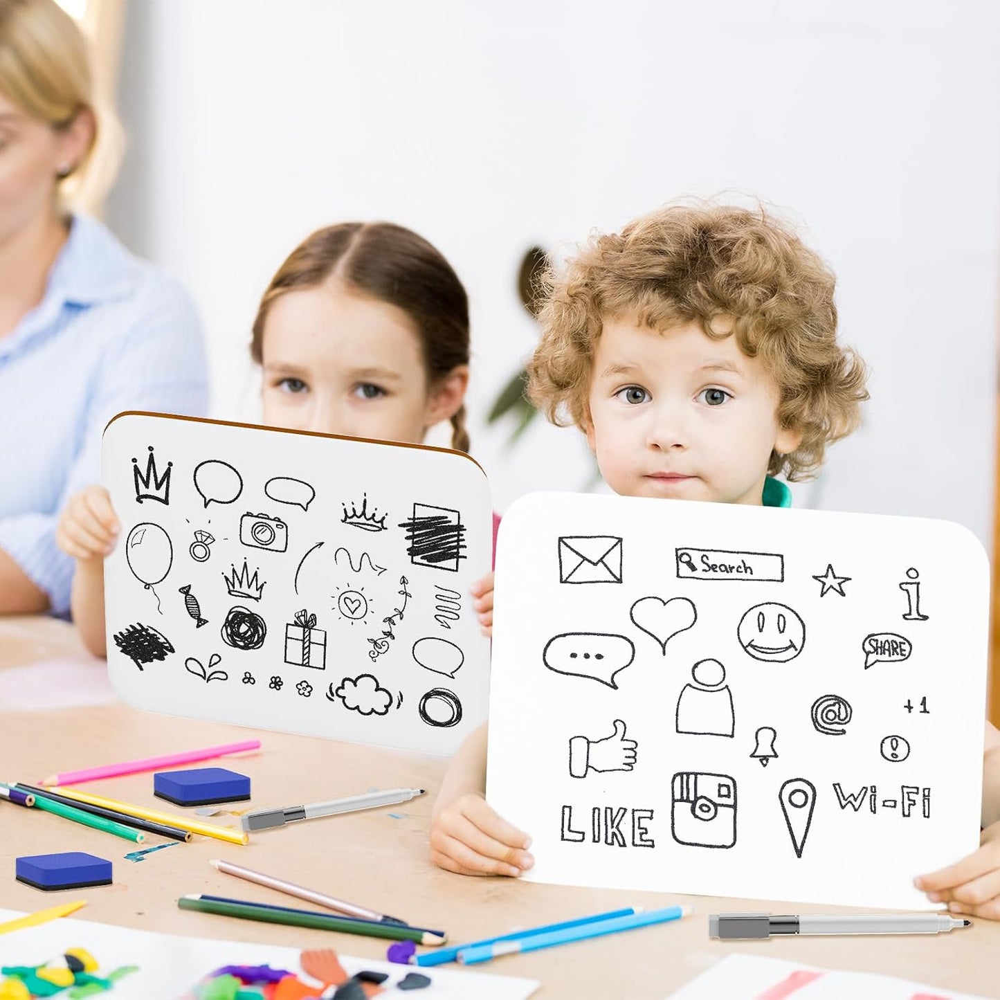 6 Pack Small White Board Dry Erase 5x7 Inch Mini Whiteboard Small Dry Erase Board with Markers Erasers Double Sided Dry Erase Lapboards for Students Teachers School Supplies Meeting Voting (6)