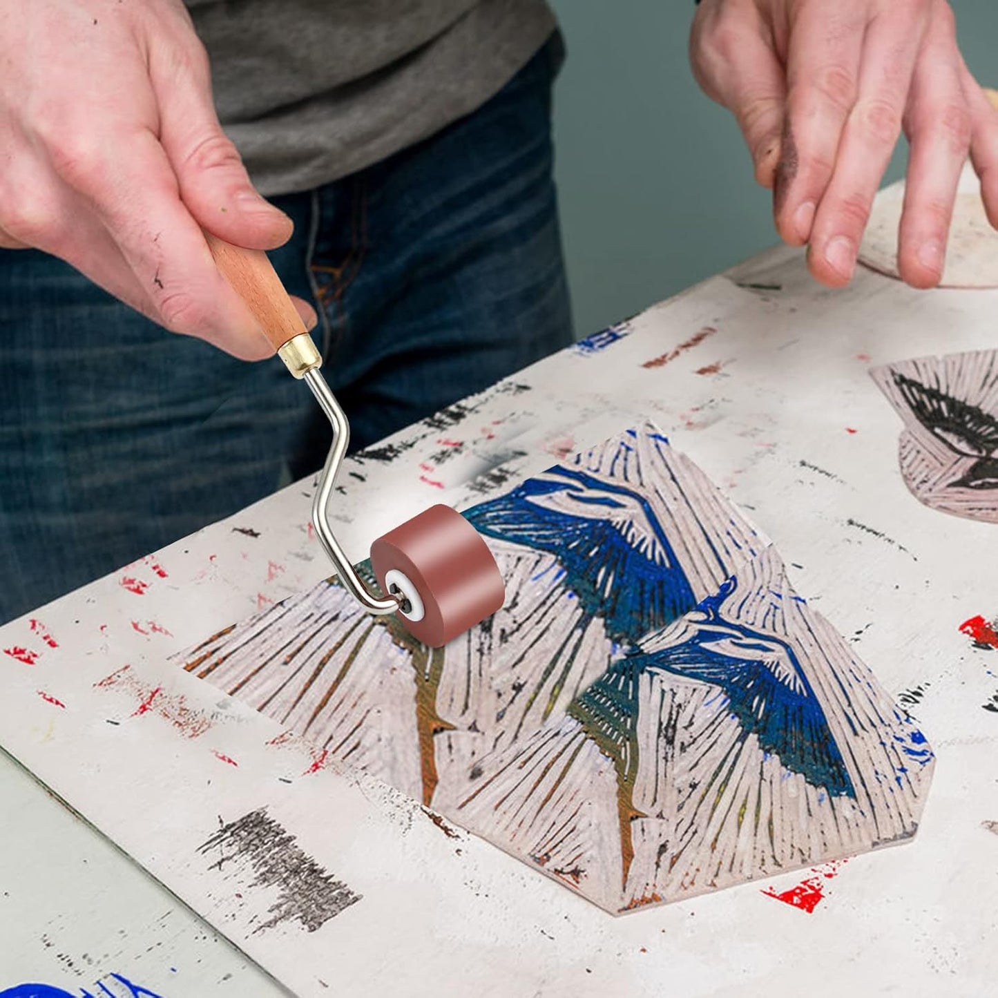 Milkary Rubber Rollers Brayer, 3 Pcs Brayer Ink Roller with Comfort Grip for Print, Craft Stamping Brayers, Stamping Tools