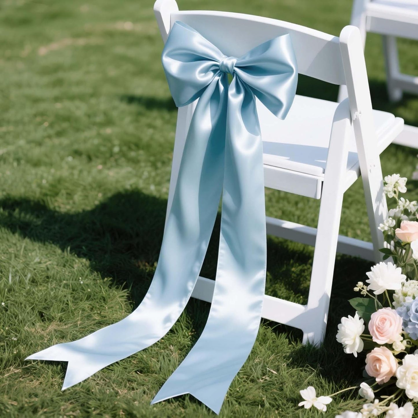 LaRibbons Light Blue Satin Ribbon 3 Inch 10 Yards Double Faced Luxury Baby Blue Silk Ribbon for Gift Wrapping Flower Bouquets Bow Christmas Wedding Party Decoration