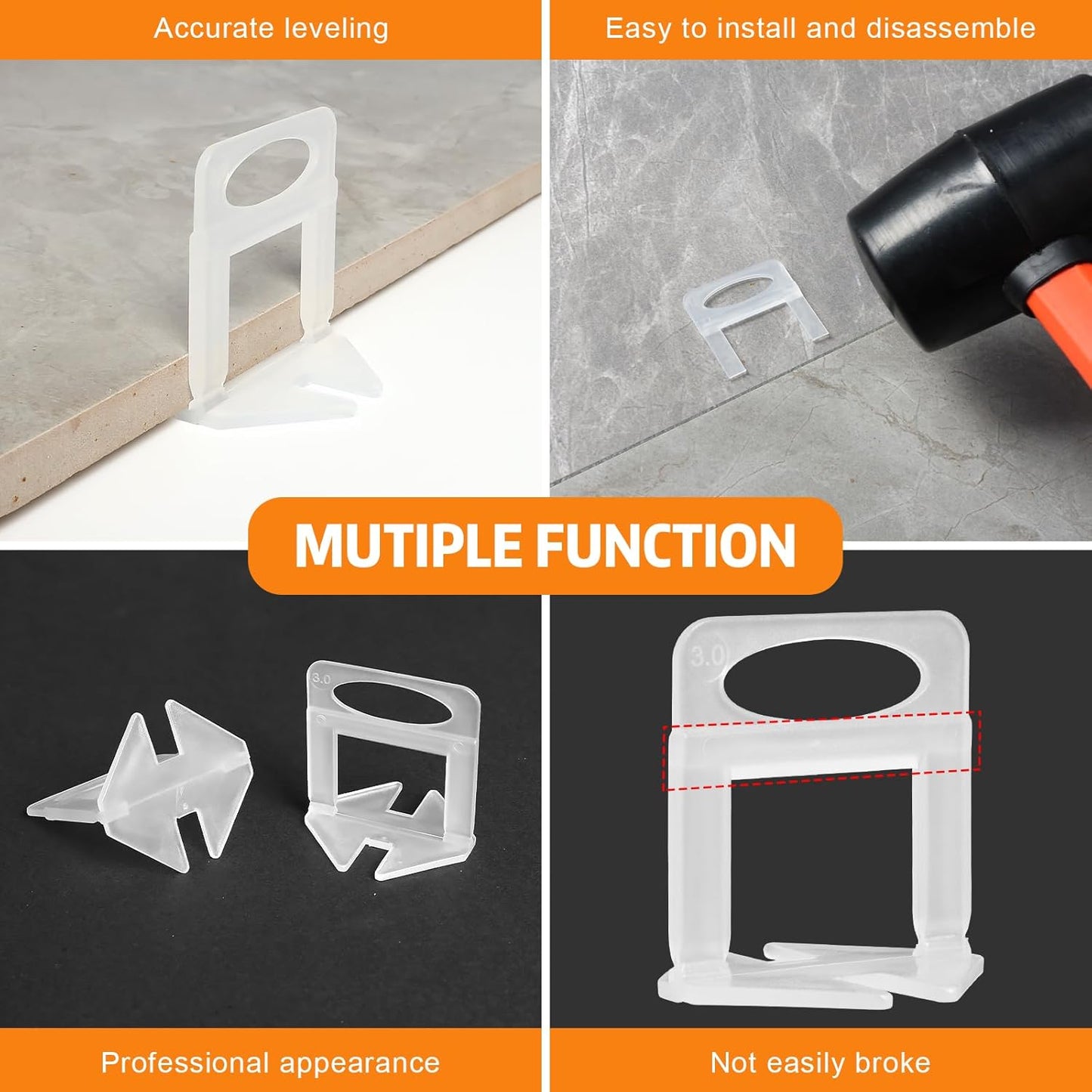 DGSL Tile Leveling System, 3500-Piece Tile Spacers Clips 1/8 Inch Tile Tools, Tile Installation Tools for Professional Ceramic Tile and Stone Installation