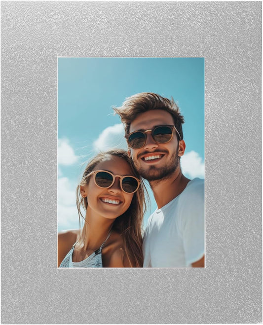 uxcell Picture Mats, 8 x 10 Mat Board Center for 5 x 7 Pictures Acid Free White Core Bevel Cut Frame Mattes with Backing for Display Art Measuring, Gray