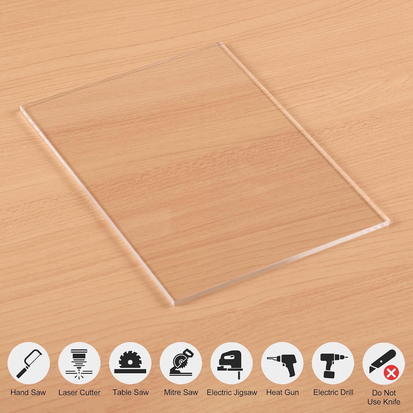 Pack of 10 Clear Acrylic Sheet 8" x 10" Cast Plexiglass Panel 1/8" Thick (3mm) Transparent Plastic Board for Sign, Craft, Display Projects, Laser Cutting, Engraving