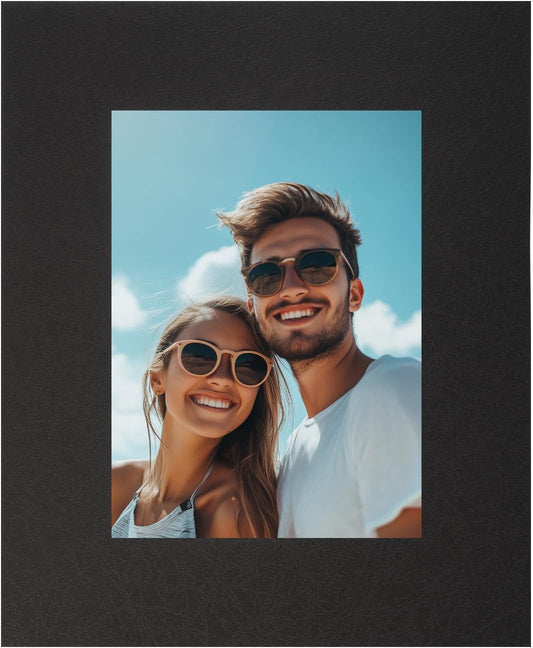 Picture Mats, 8 x 10 for 5 x 7 Pictures Acid Free White Core Bevel Cut Frame Mattes for Display Art Measuring, Black