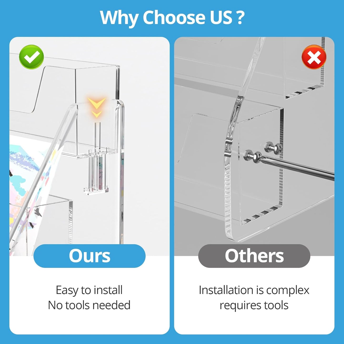 5 Tier Acrylic Card Display Stand, Clear Display for Greeting Cards, Sports Cards, Postcards, Stickers & Brochures (2 Pack)