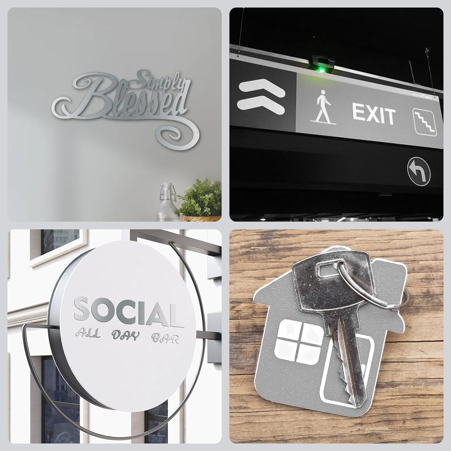 Laser Engraving Blank Silver ABS Double Color Plastic Sheet, 11.8x6.49x0.05 inch Materials Double Color Plastic Sheet for Interior Signs, Badges, DIY Carving Pack of 12 (Silver)