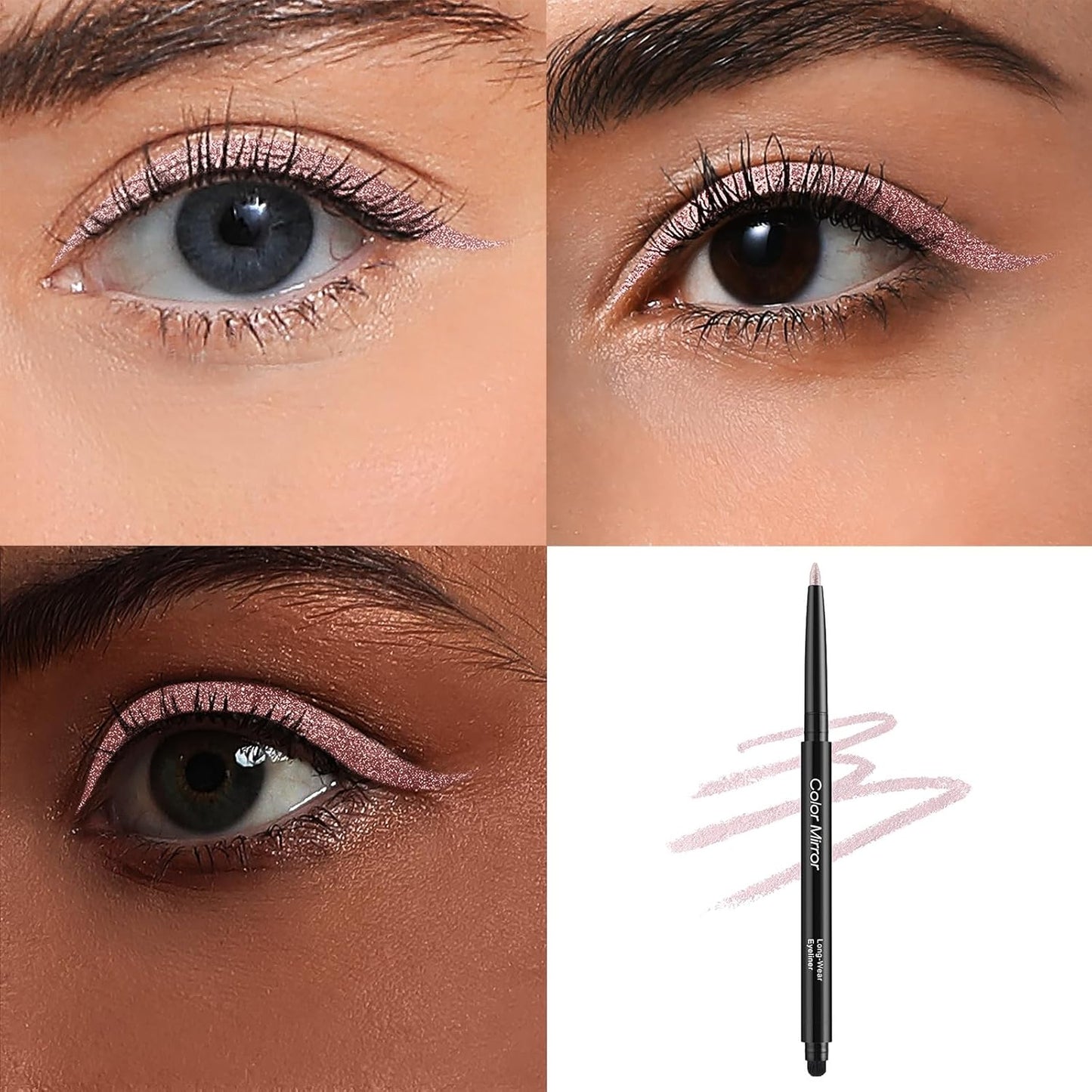 Smudge Proof Eyeliner, Waterproof Retractable Eye liner with Brush, Matte and Shimmer Eyeliner Pencil, Creamy Texture, Long lasting & Smooth(40 Sakura Shimmer)