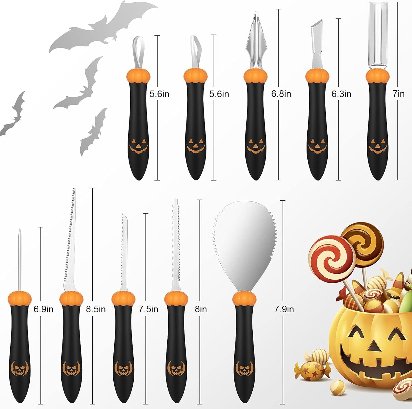 Pumpkin Carving Kit Tools Halloween, Professional Heavy Duty Carving Set, Stainless Steel Double-side Sculpting Tool Carving Kit for Halloween Decoration Jack-O-Lanterns, Gift for Halloween