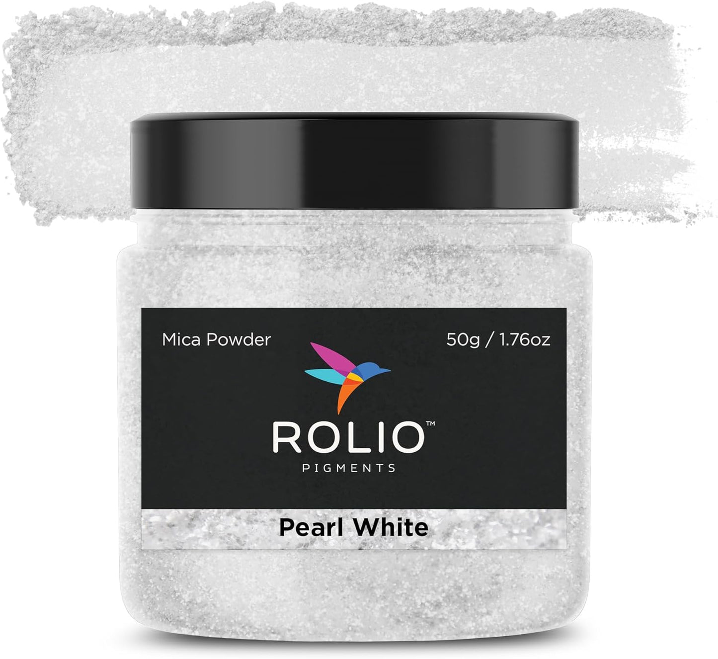 Rolio Premium Mica Powder - Pearl White (50G / 1.76oz) - 1 Jar of White Pigment Powder for Epoxy Resin, Dye, Soap Making, Nail Polish, Paint, Candle Making, Bath Bombs, Slime