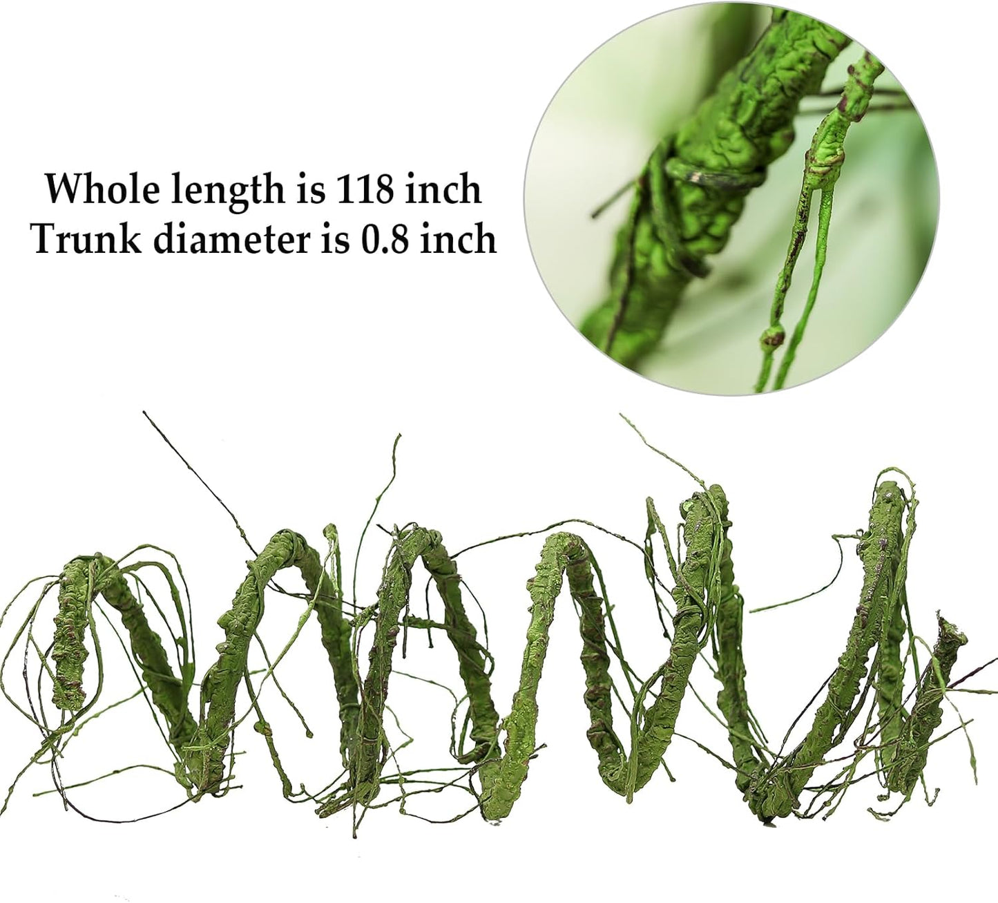 118 inch Medium Malleable Artificial Green Tree Branches Grapevine Garland Fake Cherry Blossom Tree Trunk Twigs for Wall Hanging Willow Ivy Home Room Wedding Decoraton