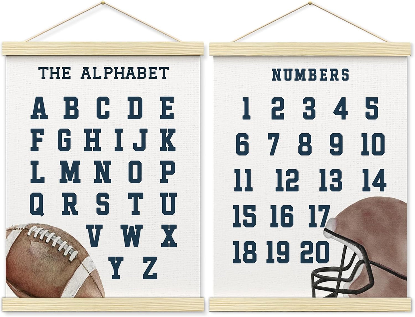 BONETAT Numbers alphabet poster for Nursery Toddlers, Play Room Wall Decor, ABC Wall Chart, Wall Hanging Decor for Toddler Playroom Decor Kids Wall Decor, Wooden Frame Alphabet Banner-A01