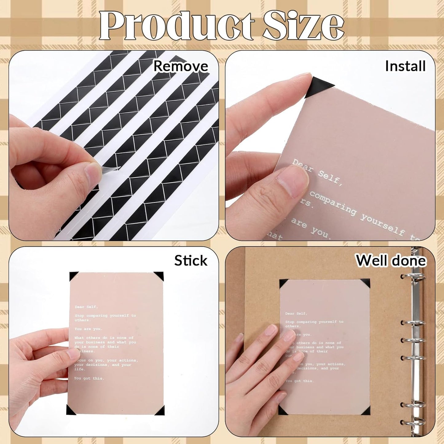 2040pcs 20 Sheets Self Adhesive Photo Corners, Clear PVC Picture Mounting Corners Stickers Black Photo Scrapbook Corner Stickers for Scrapbooking, Album, Journal, Memory Books