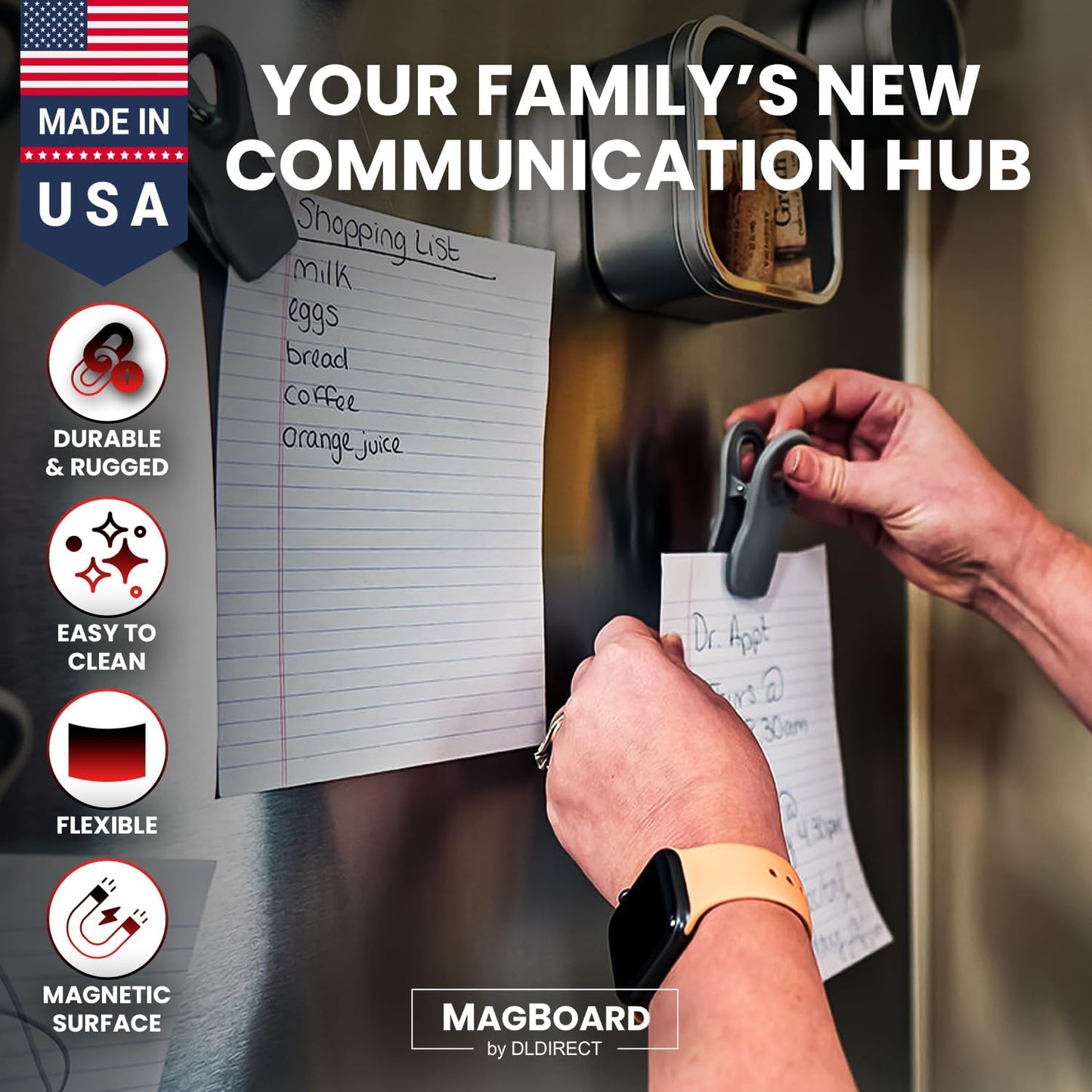 Diamond Life Magnetic Board - Memo & Vision Board for Home, Office, and Classroom - Magnet Board for Kids - Pre-drilled Mounting Screws Included (Samples 3"x2")