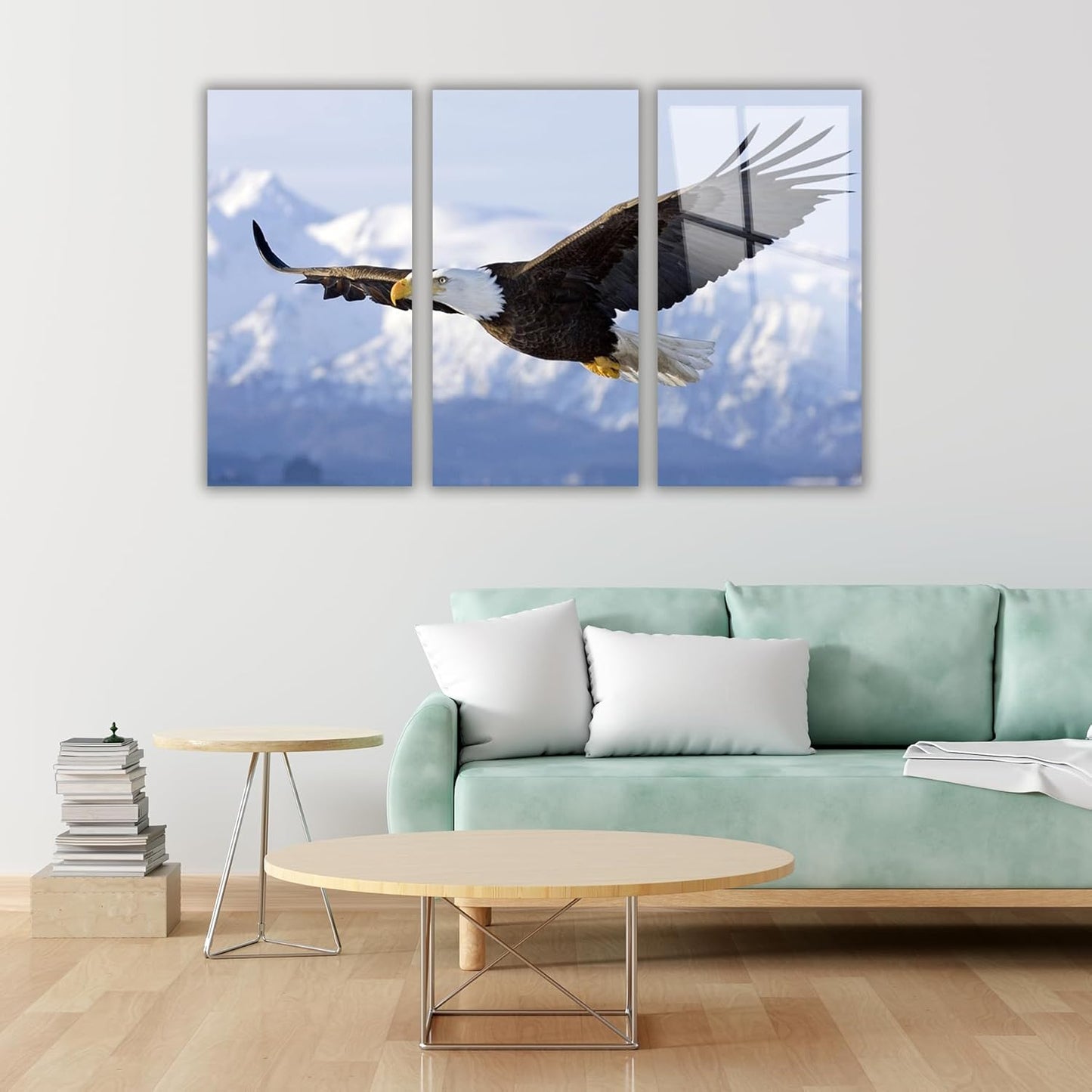 SpiritualHands Eagle Printed Tempered Glass Wall Art Painting for Living Room, Tempered Glass Modern Prints Decor, Large Vivid Color Panel for Bedroom, Kitchen, or Office