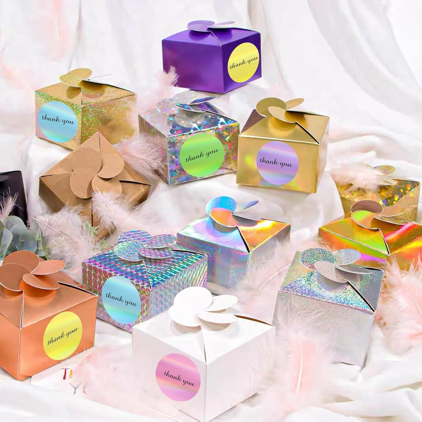 2" Circle Holographic Thermal Label Stickers, Round Printable Rainbow Glitter Thermal Printer Sticker Labels for Gift Wrapping- Spring Color/ 5 Colors