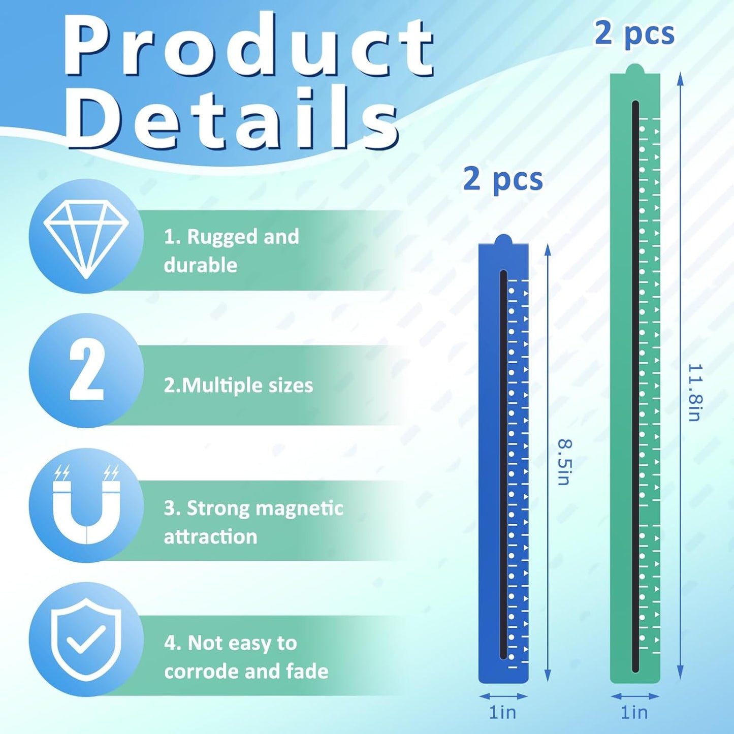 Flutesan 4 Pcs 2 Size Knitting Chart Keeper Magnet Replacement Set Magnetic Ruler Cross Stitch Line Keeper Fold up Pattern Holde