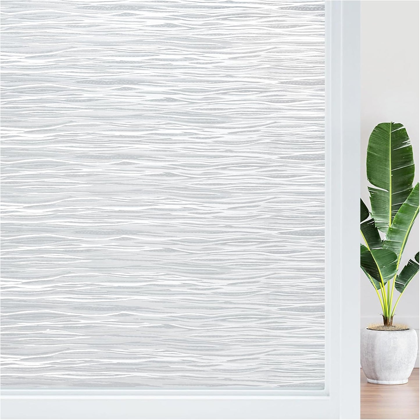 Haton Window Privacy Film, Frosted Glass Privacy Window Clings, Sun Blocking Frosting Opaque Coverings, Static Cling Removable Decorative Stickers for Home Door, Non-Adhesive 35.4" x 118.1"