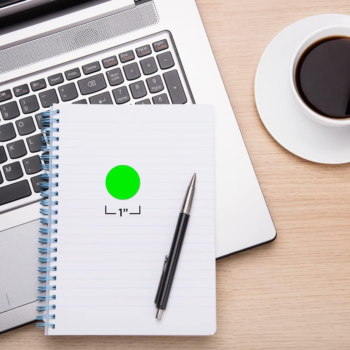 ChromaLabel 1 Inch Round Colored Stickers, High Visibility Removable Color Coding Labels, Easy to Write On Colored Sticker Dots - 1000 Stickers per Dispenser Box, Matte Finish Fluorescent Green