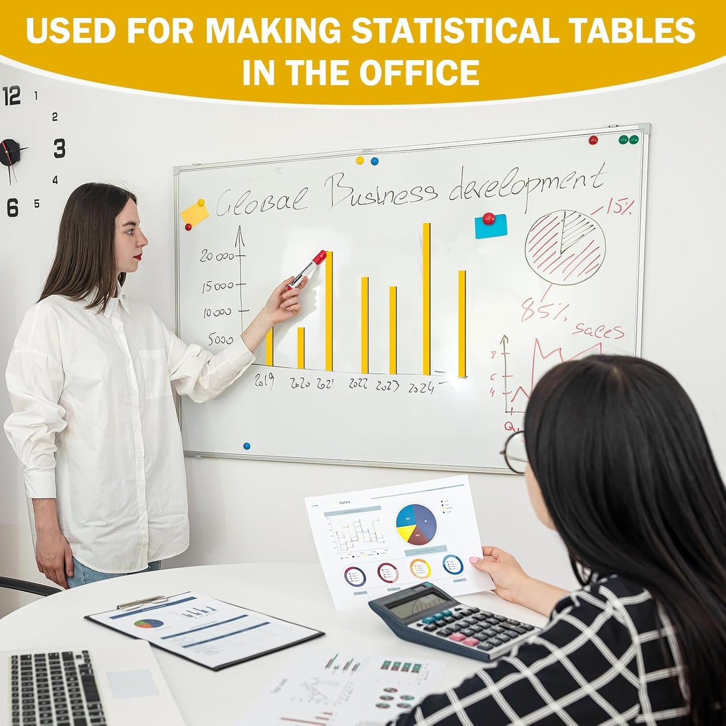 Magnetic Tape Roll Thin Strips, 1/4 Inch x 33 Feet Magnetic Board Dividers Whiteboard Graphic Decorative Tape Marking Line for Classroom Office Art Accessories(Yellow)