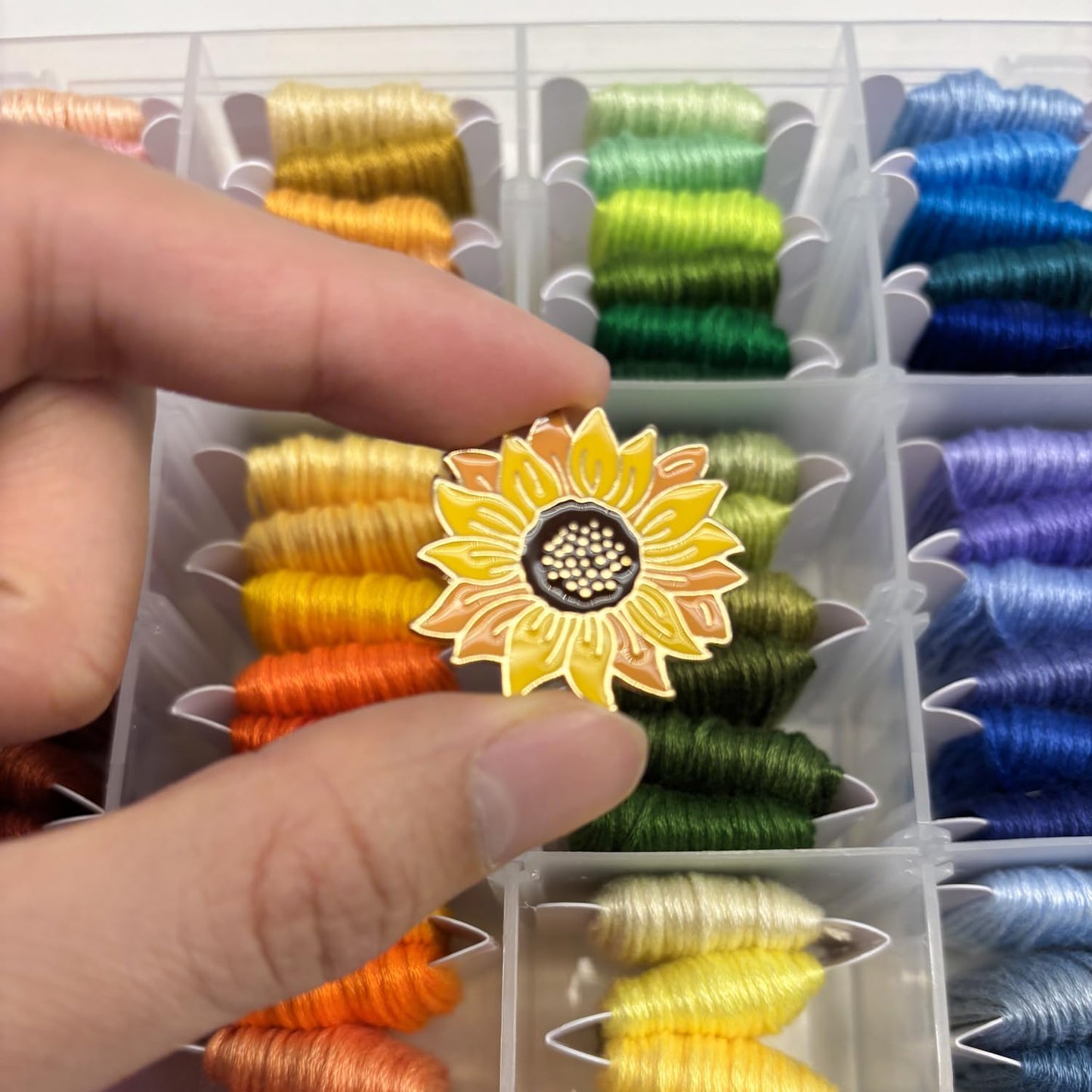 Hydrangea Magnetic Needle Minder for Cross Stitch – Strong Needlepoint Holder, Embroidery Sewing Magnet – Secure & Decorative Needle Minders for Stitching & Crafting (Sunflower)