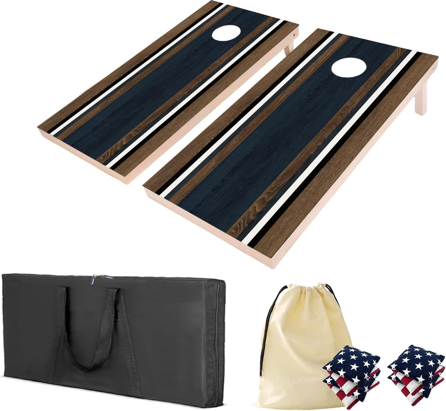 4×2FT Cornhole Board Set,Wooden Corn Hole Games for Adults Bean Bag Toss Game Set, with Corn Hole Bags Set 8,2 Cornhole Boards and a Carrying Case for Wedding/Party/Outdoor/Hiking/Yard