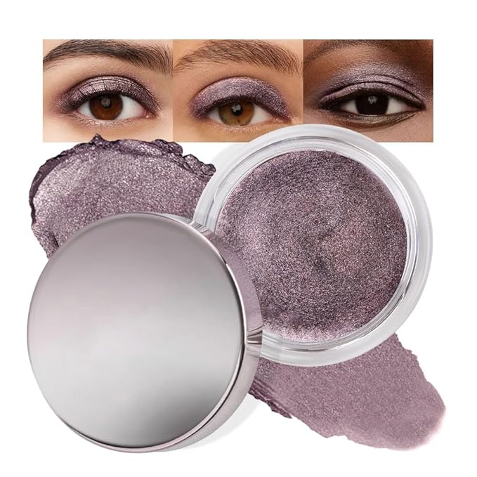 Cream Glitter Dark Purple Shimmer Metallic Eyeshadow Palette Makeup, Natural Single Mini Instant Holographic Eyeshadow For Older Women, Sombras Crema Para Ojos, Talc, Paraben & Cruelty Free