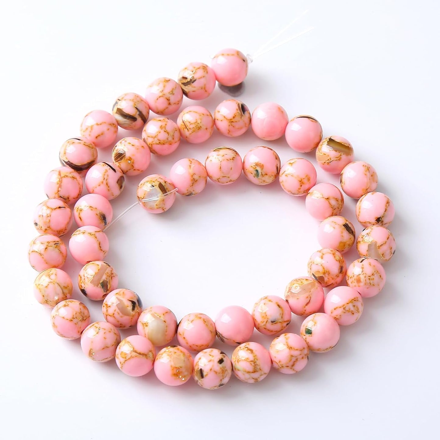 32PCS 12MM Natural Pink Shell Turquoise Beads for Jewelry Making with Mother-of-Pearl Round Loose Beads DIY Bracelet Accessories 15"(12mm, Pink Shell Turquoises)
