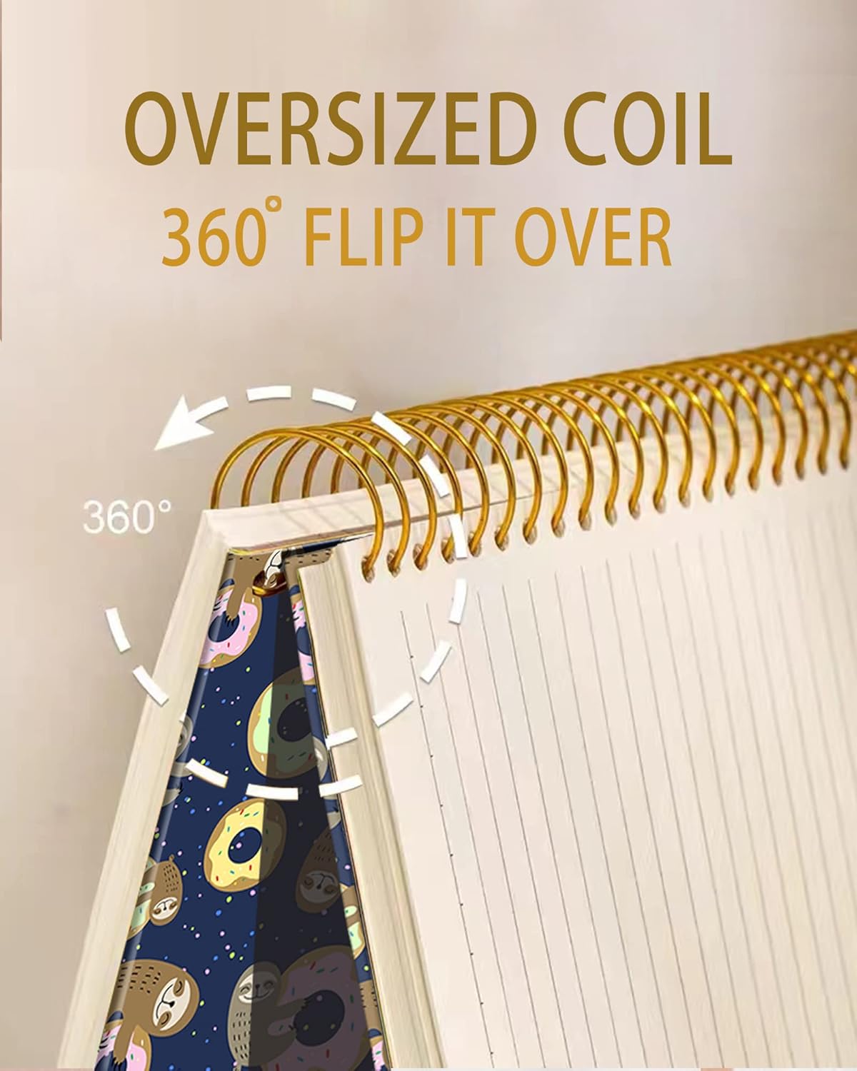 iampanda Spiral Journal Notebook,Cute Strong TwinWire Binding with Premium Paper for Girl Women,60 Sheets A5 College Ruled NotebookJournal,Perfect for School Office Home Gifts,Sloth with Sweet