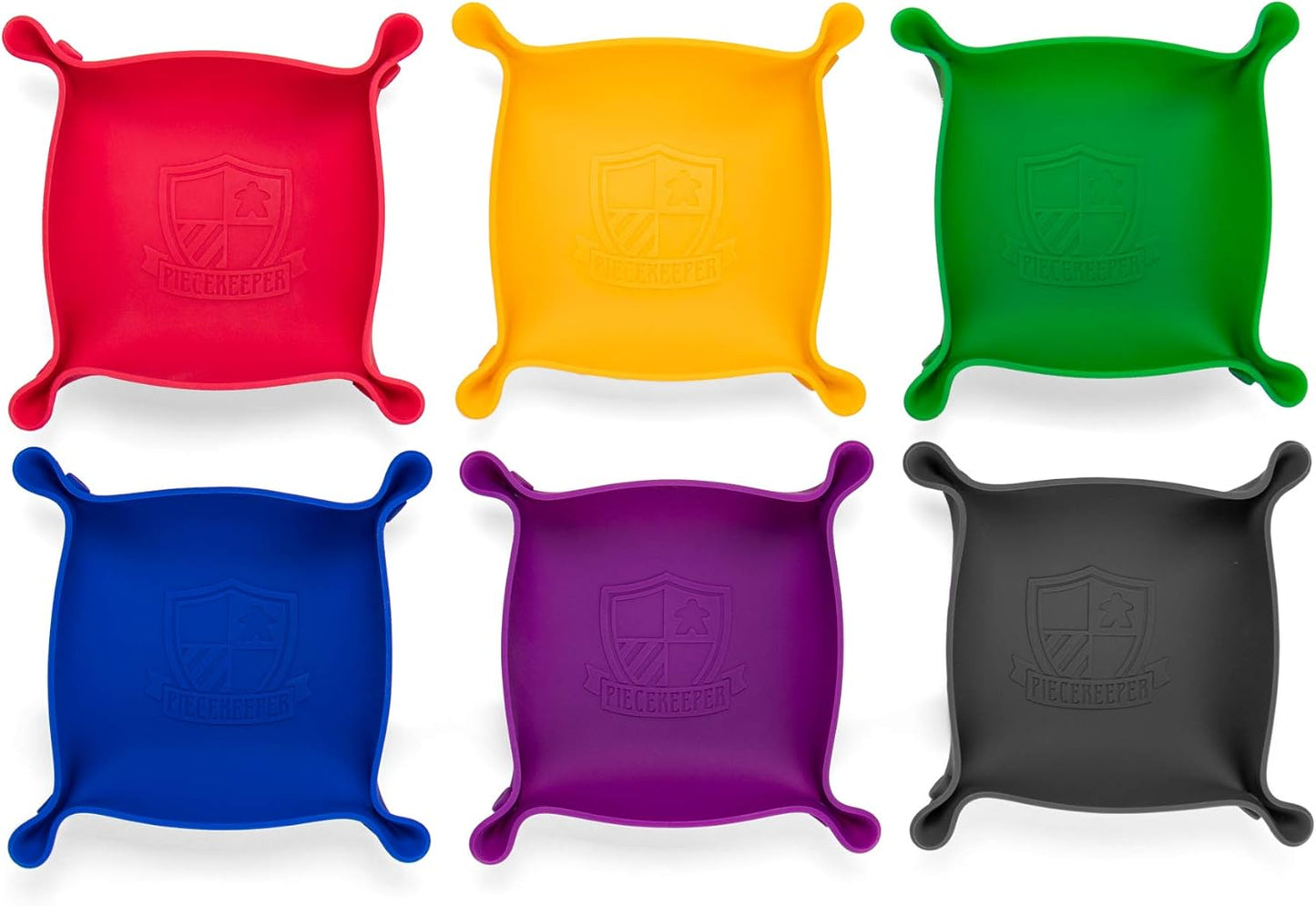 Piecekeeper Board Game Storage Bowls, 6-Pack | Portable Folding Tray Accessory Holds Tabletop Bits, Chits, Components, Pieces, Dice | Six Color Set | Classic & Modern Gaming, RPG Roleplaying