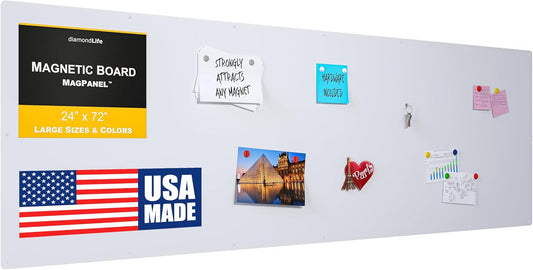 Diamond Life Magnetic Board - Memo & Vision Board for Home, Office, and Classroom - Magnet Board for Kids - Pre-drilled Mounting Screws Included (White 24"x72")