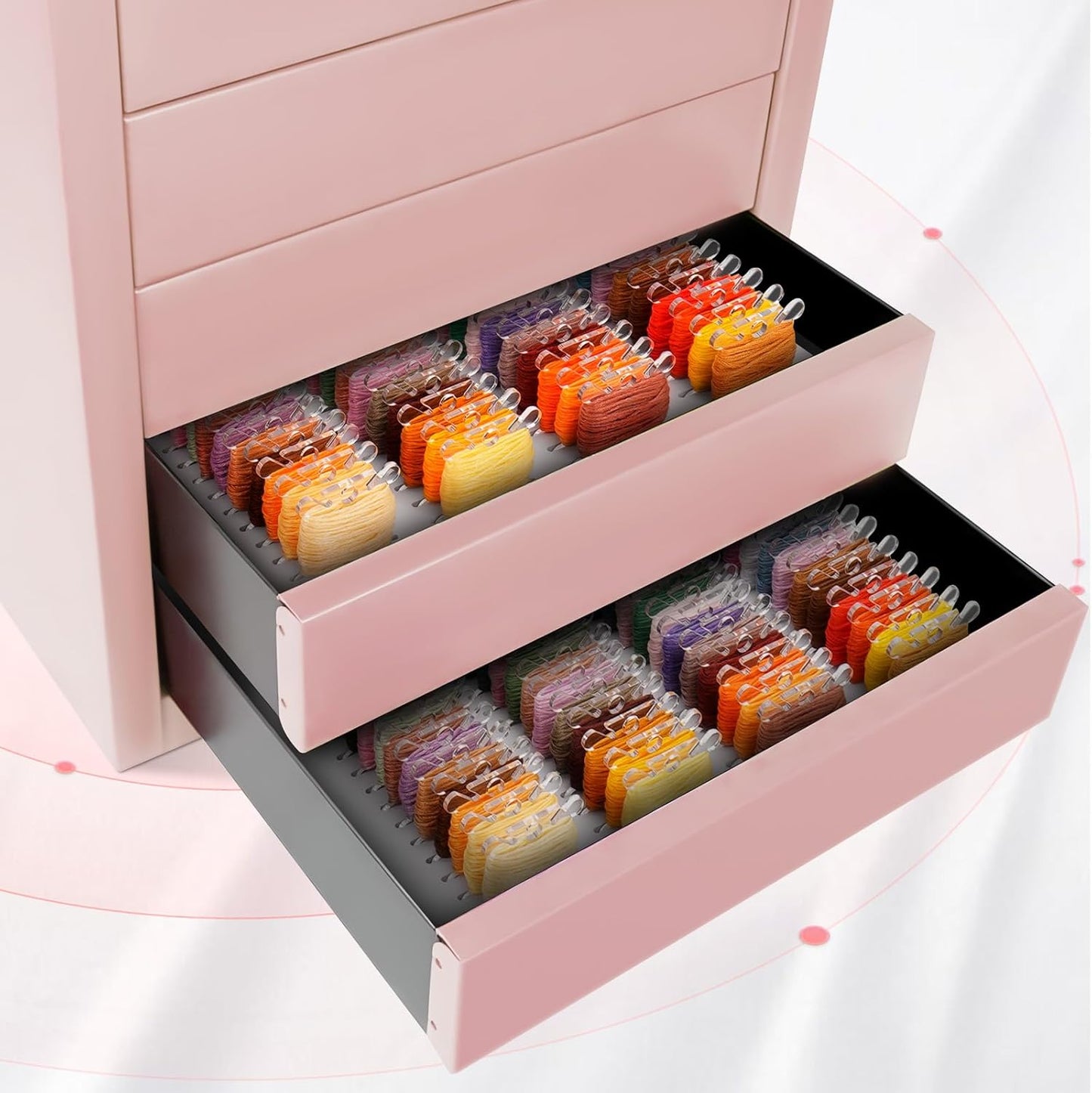 2 Pack PVC Foam Board Inserts for Drawer, Embroidery Floss Storage Organizer-Holds 216 3mm Bobbins, Embroidery Thread Holder for Cross Stitcher Storage(Bobbins are Not Include)