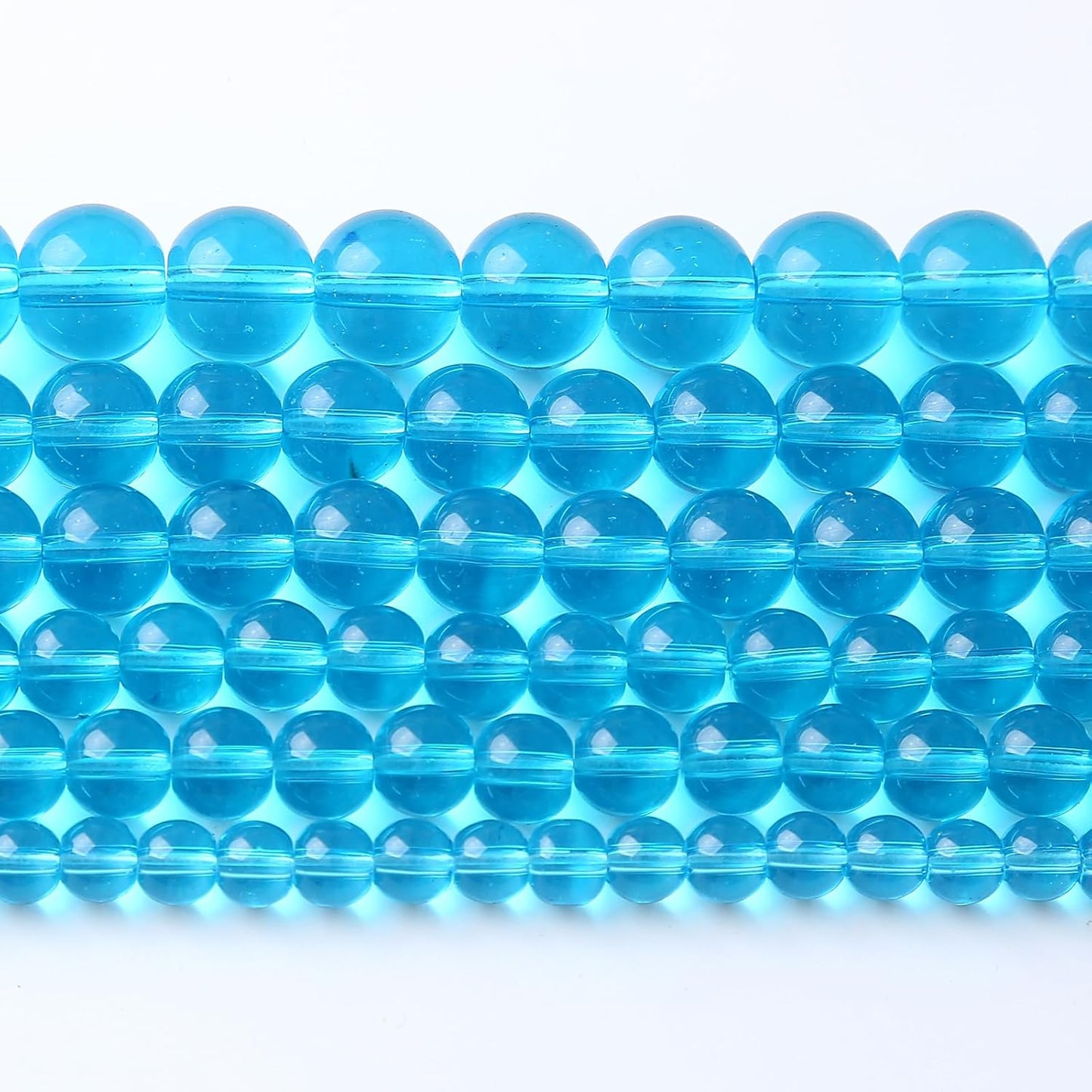 45pcs 8mm Topaz Blue Crystal Glass Beads Round Loose Spacer Beads for Jewelry Making DIY Bracelet Necklace Healing Power Stone
