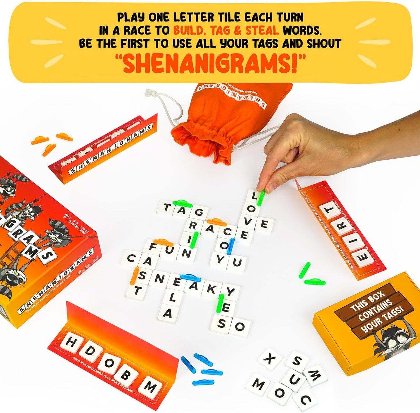 Shenanigrams! – The Mega-Mischievous Word Game! A Super Fun & Fast Family Party Game for Kids, Teens & Adults - Great for Travel, Couples & Family Board Games Night