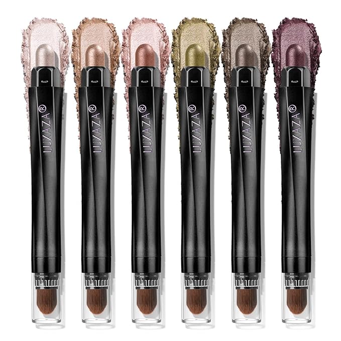 Neutral Eyeshadow Stick Makeup 6PCS Set, Metallic Shimmer Matte Cream Eye Shadow Eyeliner Brightener Pencil Crayon - DESERT WILD