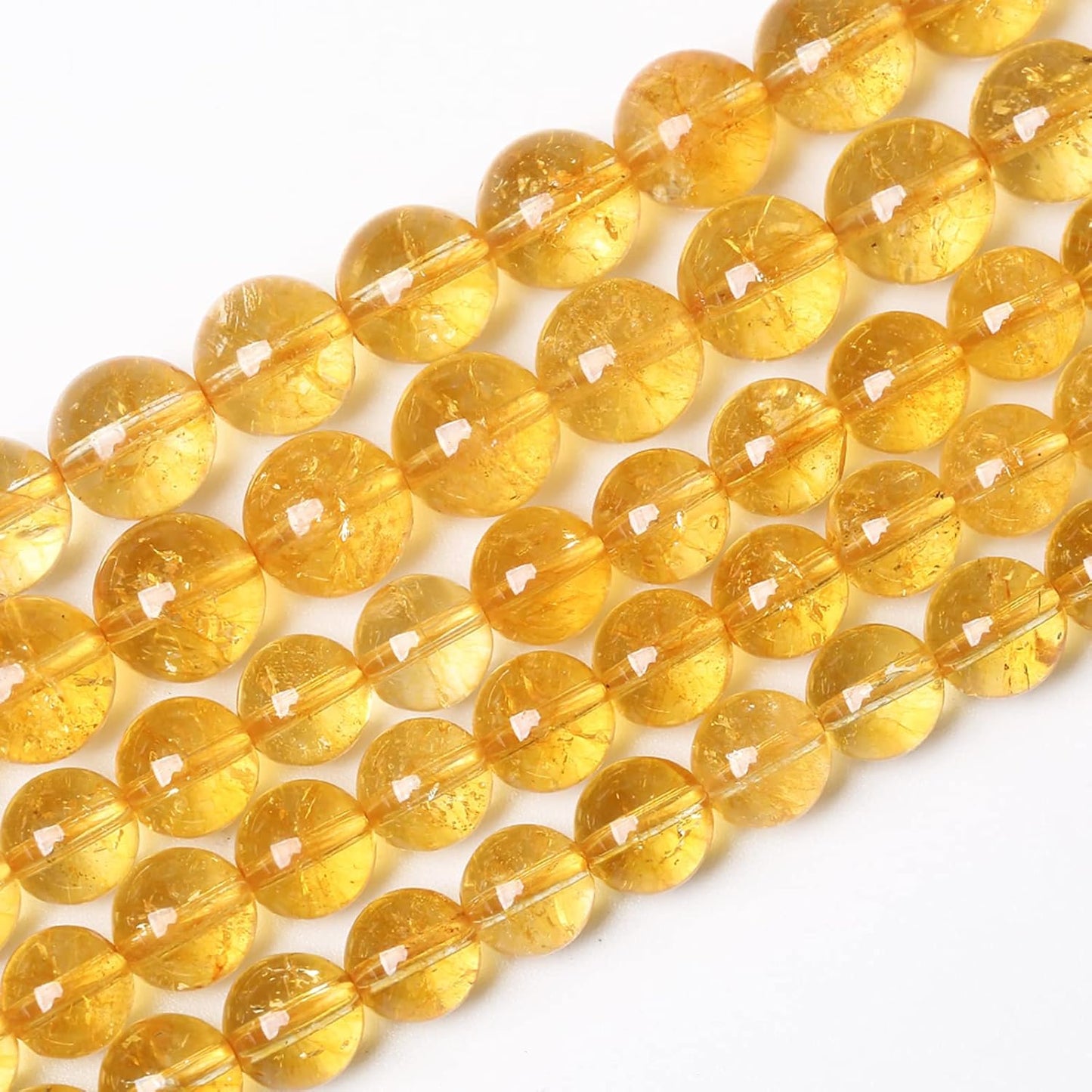 120Pcs 6mm Natural Citrine Beads for Jewelry Making Yellow Crystal Quartz Round Loose Beads DIY Bracelet Necklace Earrings 32" 2 Strands