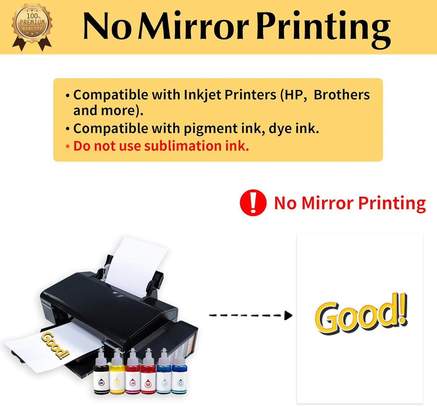 TransOurDream Tru-Iron on Heat Transfer Paper for Dark Fabric (15 Sheets, 8.5x11") T Shirt Transfers Paper for Inkjet Printer Printable Heat Transfer Vinyl for T-Shirts (TOD-7-15)