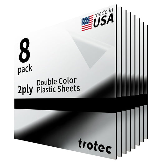 Trotec | Metallic Looking Acrylic Sheet | 12"x12"x1/16, 8 Pcs | Bright Chrome/Black | Metallic Finish - Scratch Resistant for Laser Engraving & Cutting,Printing,Glowforge,Name Plate | USA Made