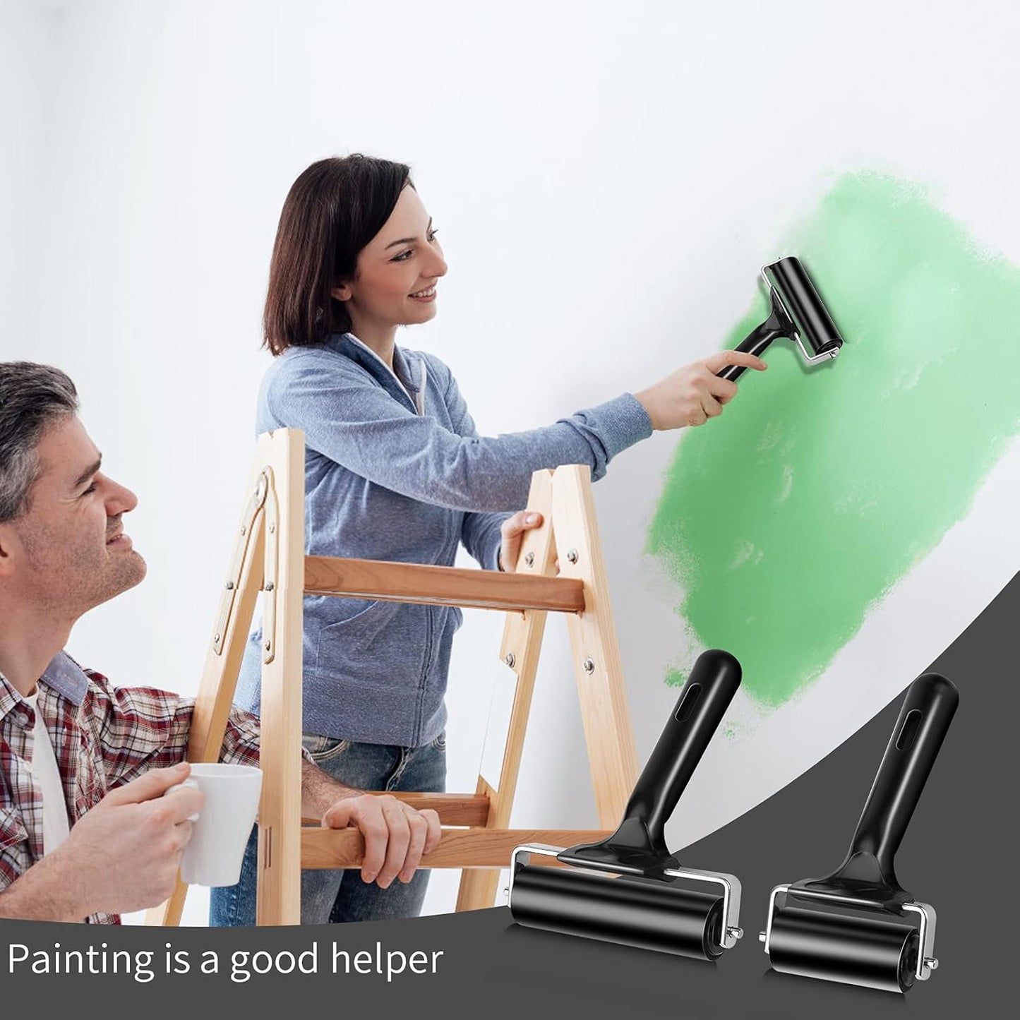 2.2 Inch Rubber Roller Tool, Rubber Brayer Roller for Printmaking by HRLORKC