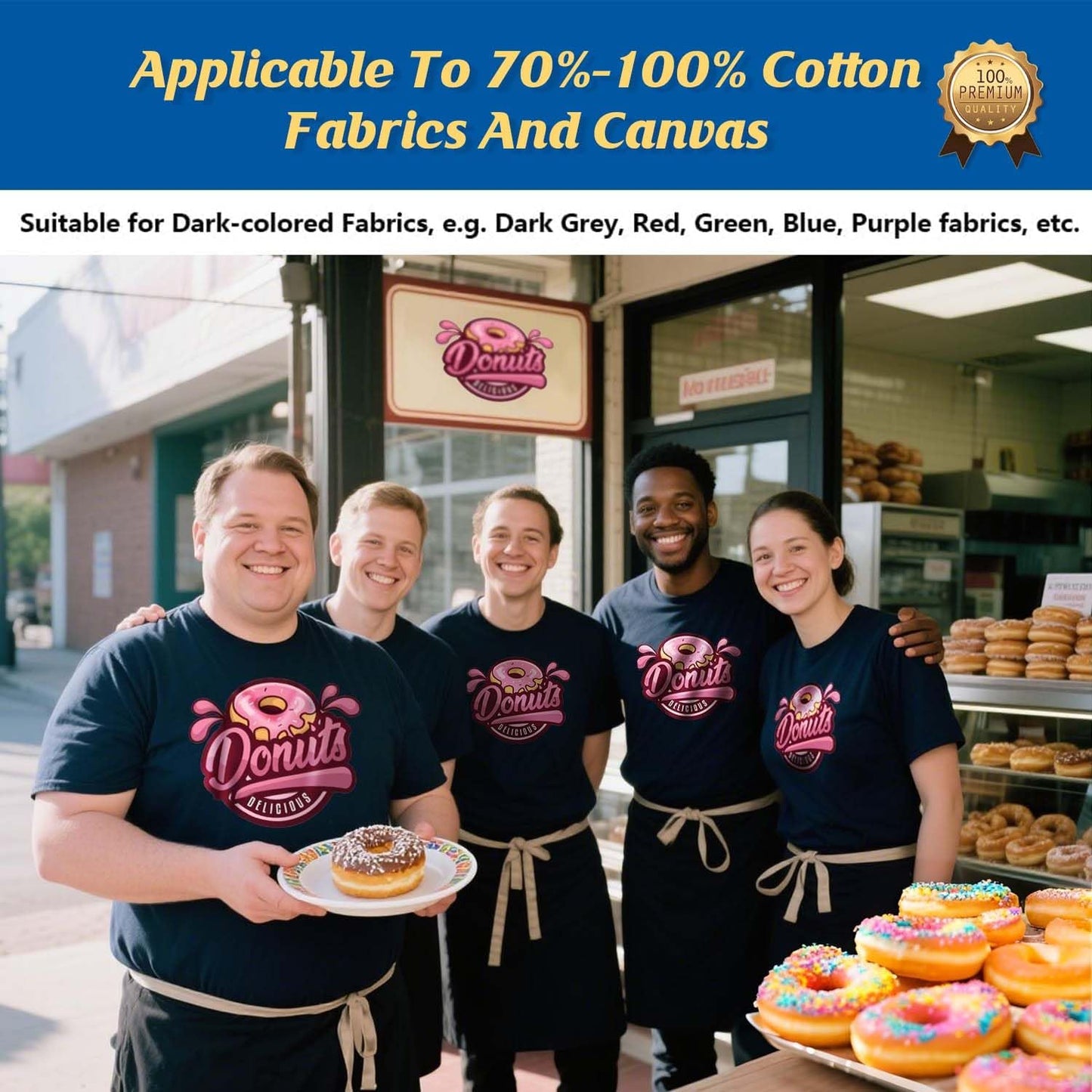 TransOurDream Heat Transfer Paper for Dark T Shirts (100 Sheets, 8.5x11", Dark 1.0) Iron on Transfers Paper for Inkjet Printer Printable Heat Transfer Vinyl for Dark Fabrics