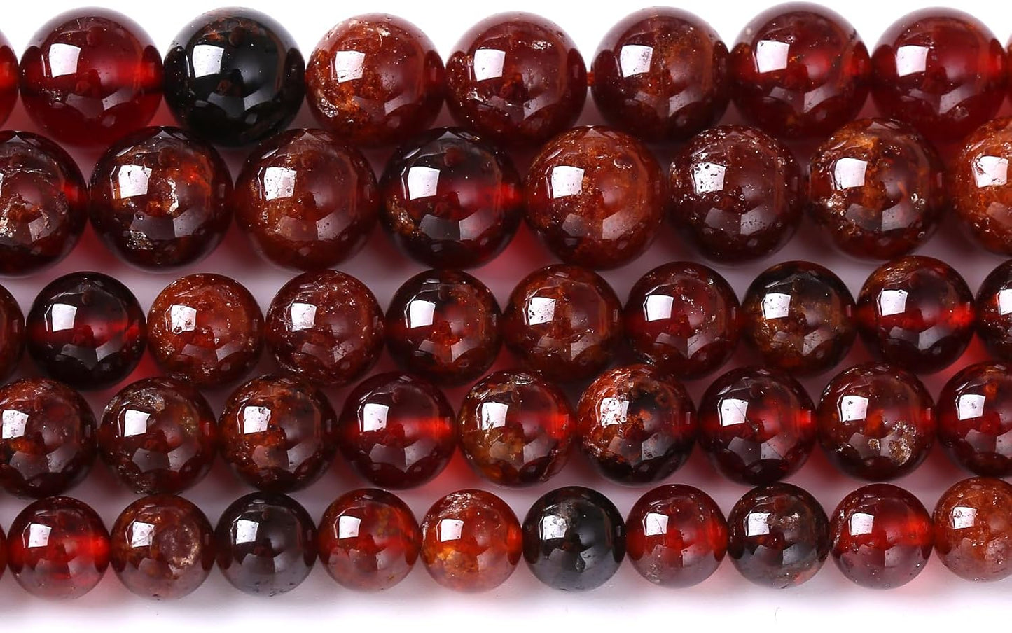 10MM 36PCS Natural Orange Garnet Beads Round Loose Beads for Jewelry Making DIY Necklace Accessories Energy Crystal Healing Power Bracelet